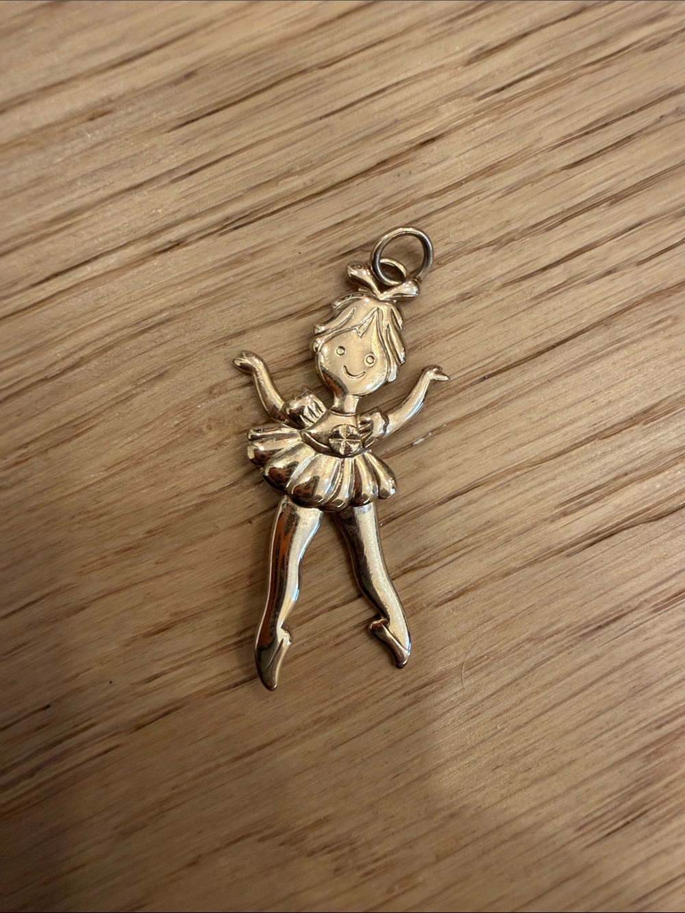 Ballerina Pendant Charm in Shiny Gold Tone